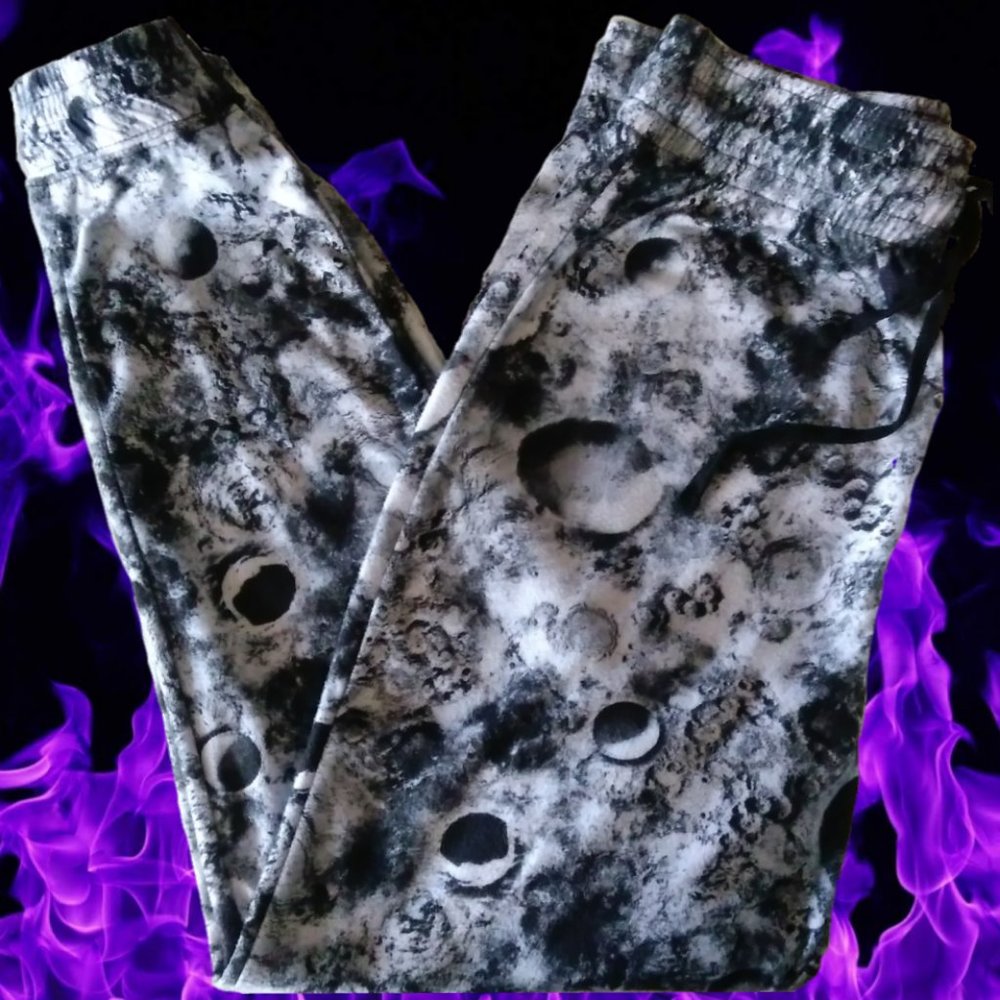 CARBON Mens L MOON JOGGERS BLACK & WHITE PANTS bottoms - Picture 4 of 15